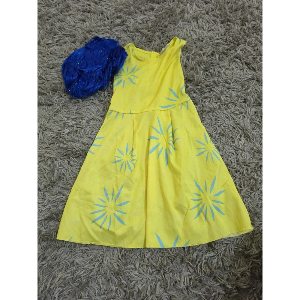 Disney Pixar Inside Out Joy Disguise Kids Costume Size Sm 4-6x Youth New